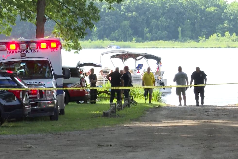 First responders at Wolf Lake in Napoleon Twp.