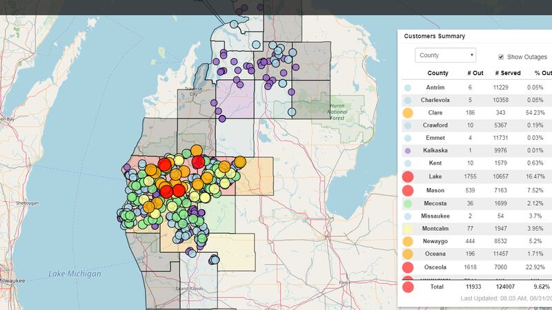 Michigan Disaster Map Out of state crews help out after storms hit Michigan