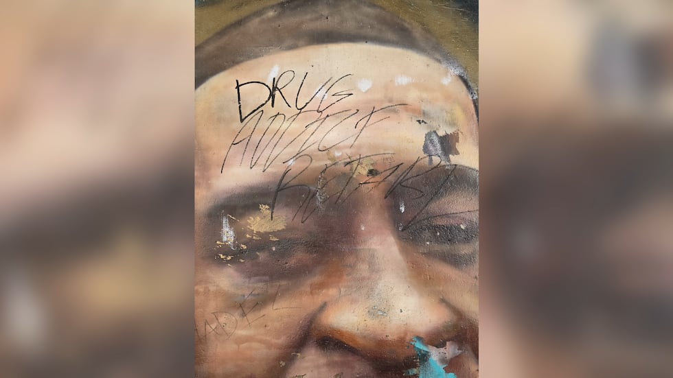 The Lansing River Trail mural of George Floyd vandalized.