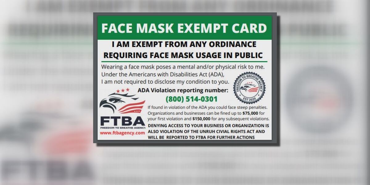 Mask Exemption Card Reverse Beware: Attorney general and Better Business Bureau warn against fake ...